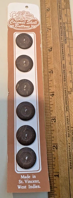 Vintage Carved Coconut Buttons from St Vincent, West Indies Hawaiian Shirt
