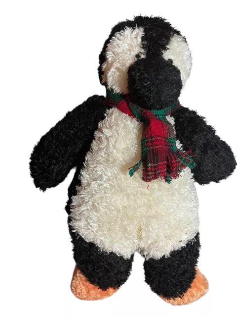 Jellycat Bunglie Penguin Plush White Black 15" Soft Red & Green Scarf