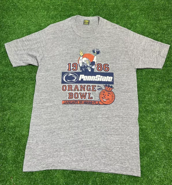 Vintage Penn State 1986 National "Collegiate Football" Orange Bowl T Shirt 80s L