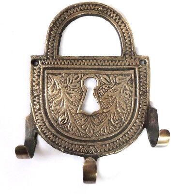 Vintage Antique Style Wall Hook Solid Brass Lock Hanger