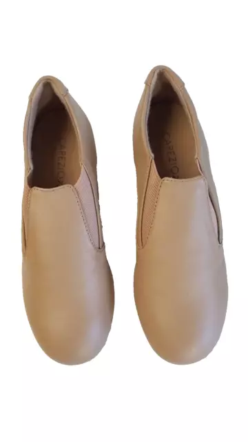 Capezio Tap Dance Shoes Sz 5.5 M Tan Slip On Split Sole Leather w Box 1086KBA