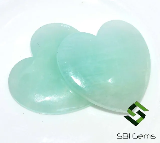 Natural Amazonite Heart Shape Cabochon Pair 22x22 mm 22.85 CTS Loose Gemstones