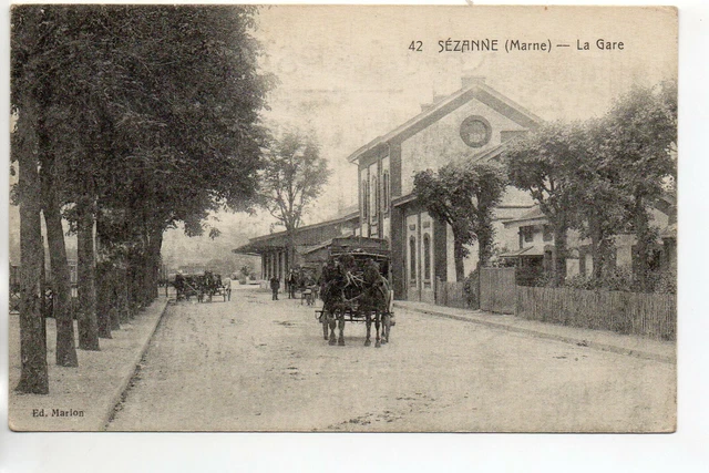 SEZANNE - Marne - CPA 51 - la gare - Attelage