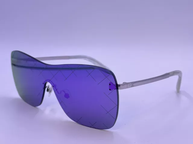 Chanel Silver Tone/ Purple Crosshatch Mirrored 4215 Runway Shield Sunglasses