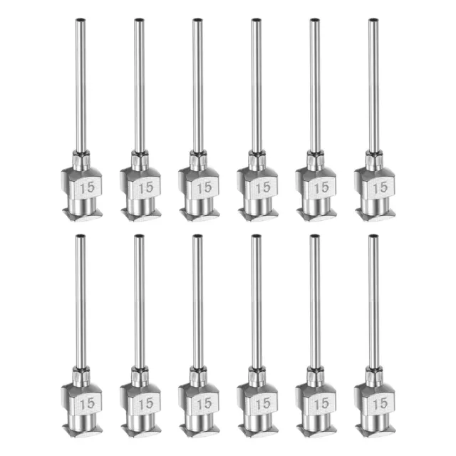 12pcs 15G Stainless Steel Dispensing Needles, 1" Glue Needle Tube Blunt Tip