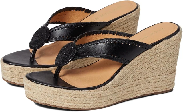 Jack Rogers Rowan Platform Wedge 9, Black/Black