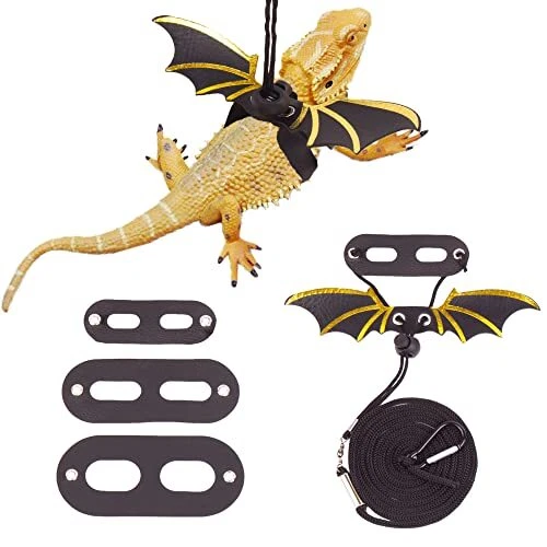 Bearded Dragon Lizard Leash Harness - Adjustable Cool Leather Wing Lizard