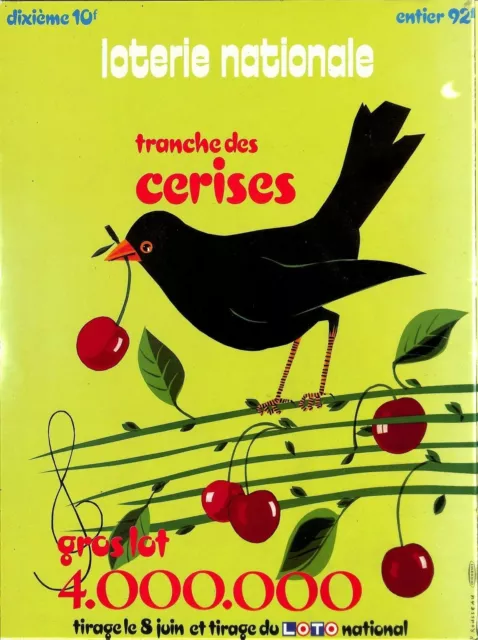 Affiche Poster / Loterie Nationale / Tranche Des Cerises / F. Rousseau