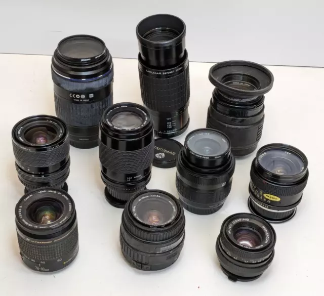 10x Camera Lens Bundle / Job Lot - Olympus/Sigma/Takumar/Canon