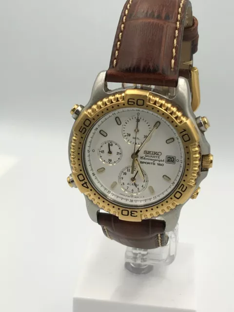 SEIKO SPORTS 150 orologio vintage uomo chronograph quartz 7T32 6C0A 39 mm  EUR 279,00 - PicClick IT
