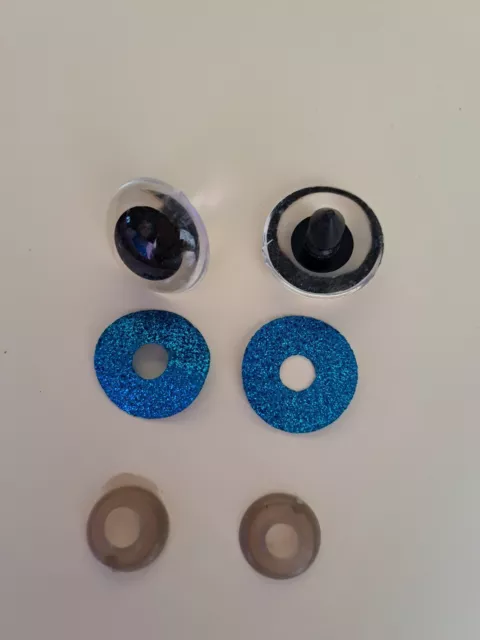 30mm Azul de Moda Brillante Cristal Estilo Muñeca Ojos Con Lavadora Accesorios