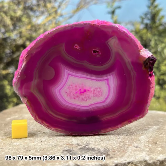 Pink agate slice - genuine spiritual healing mineral crystal stone - certified
