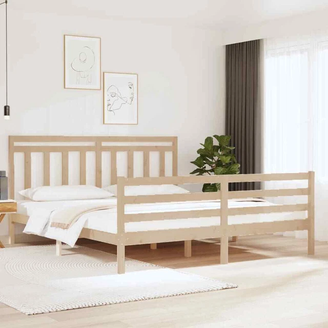BED FRAME SOLID Wood 180x200 cm Super King Size £165.86 PicClick UK