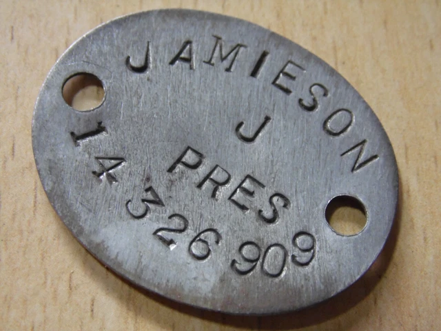 WW2 RELIC DOGTAG ww2 RAC RTR Recce Replacement from GSC - JAMIESON 909 ...