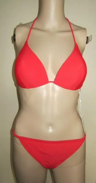 MISSGUIDED Red Moulded Triangle Two Piece Swimsuit Size 12