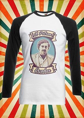Pablo Escobar EL PATRONO PLATA Uomini Donne lungo manica corta baseball T Shirt 175E
