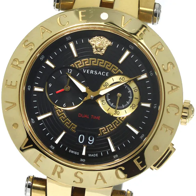 VERSACE V race VEBV00519 Dual time black Dial Quartz Men's Watch_771414