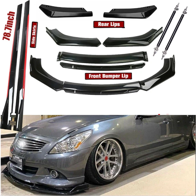 Front Bumper Lip Spoiler Splitter79"Side Skirts Rear Lip For Infiniti G35 Strut