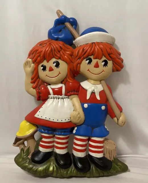 Wall Hanging Raggedy Ann &Andy Ceramic Kids Home Decor Nostalgic Retro Nursery