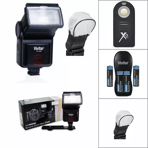 Pro Vivitar Flash + Remote + Charger + Batteries For All Nikon Dslr Cameras