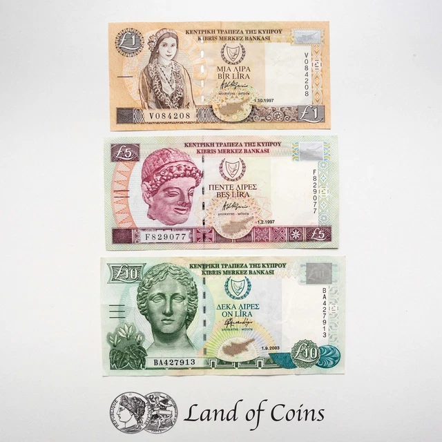 CYPRUS: Set of 3 Cypriot Pound Banknotes.