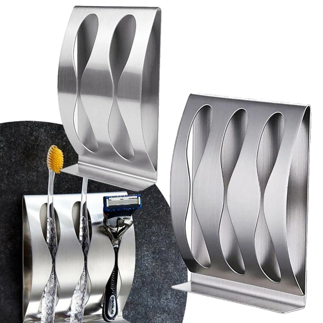 Organizador de almacenamiento de baño con soporte para cepillo de dientes de acero inoxidable para montaje en pared