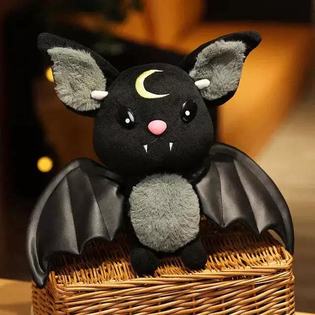 Fledermaus Kuscheltier 30 cm - Schwarz Plüschtier Mond Nacht Stofftier