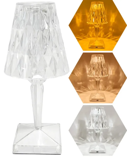 LED Table Lampe Contrôle Tactile Couleur Changement Chevet Veilleuse Cristal