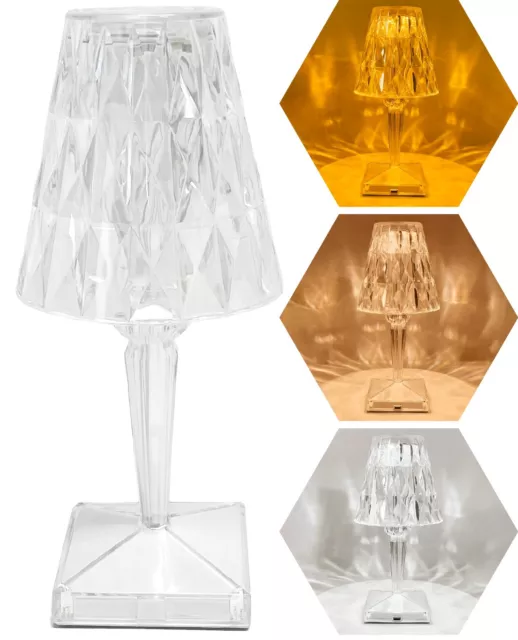 LED Tavolo Lampada Controllo Touch Cambia Colore Comodino Luce Notturna Crystal