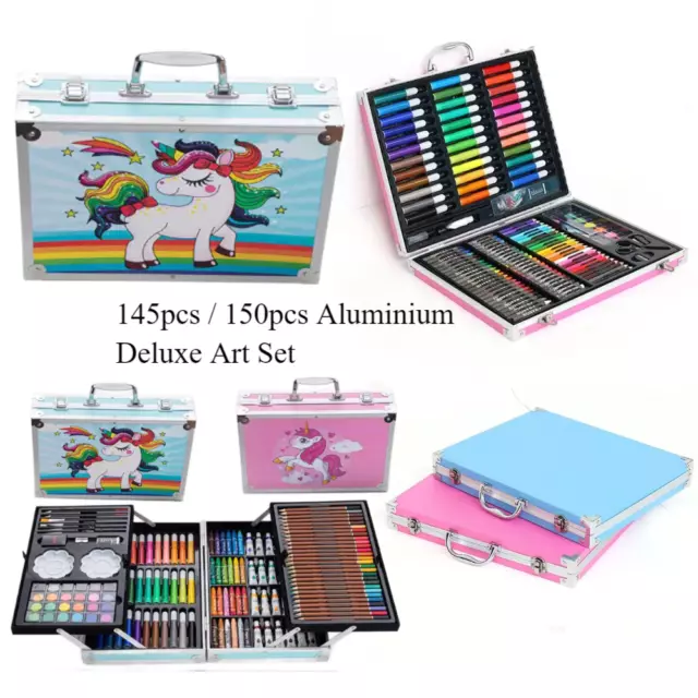 145pc Artists Aluminium Art Case Colouring Pencils Painting Set