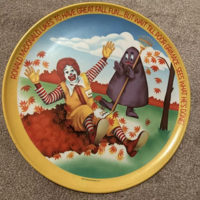 1977,Vintage McDonalds Plastic Dinner Plate,Character The Grimace,10”Diameter ex