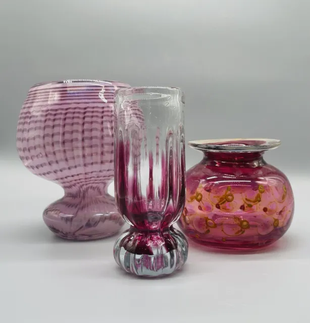 3 Er Set Vintage Art Glas Vasen Eisch & Zwiesel Alle Signiert Top Zustand