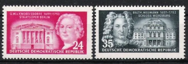 DDR Nr.382/83 ** Berühmte Baumeister 1953, postfrisch