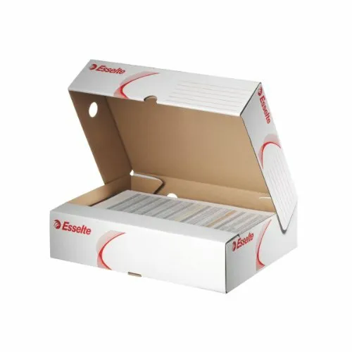 10x Esselte Archiv-Schachtel für DIN A4  Akten aus Karton weiß 80x25,5x32cm