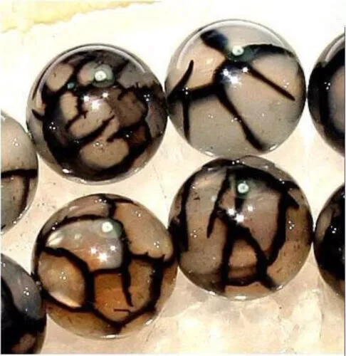 Natural 6mm Black Dragon Veins Agate Onxy Gemstone Round Loose Beads 15" Strand