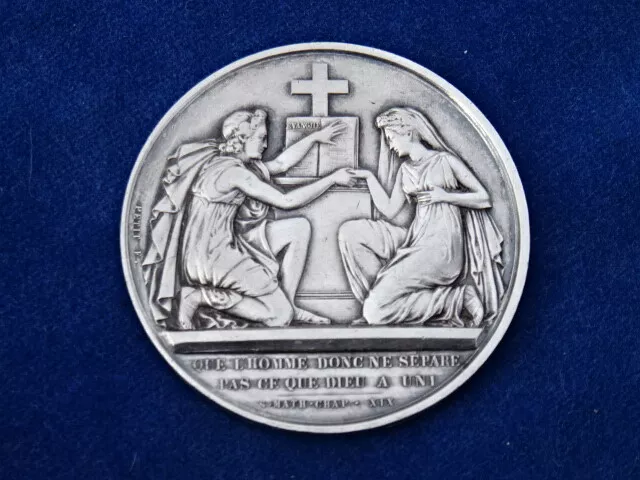JOLIE Nice ! MEDAILLE MARIAGE ARGENT Silver Marriage Medal - XIX PETIT F. - TB