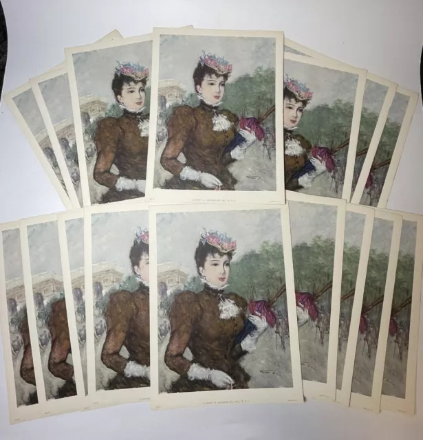 Vintage Pal Fried Lithograph Woman in Paris 8” x 6” Unframed