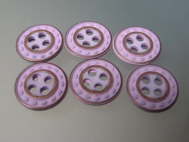 6x kleine Metallknöpfe - Rosa - 10mm - Larp, Blusenknöpfe, Puppenknöpfe #30