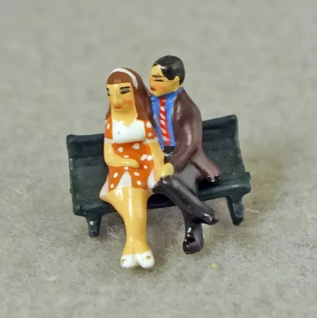 J Carlton by Gault French Miniature Figurine Couple Man and Woman on Park Bench