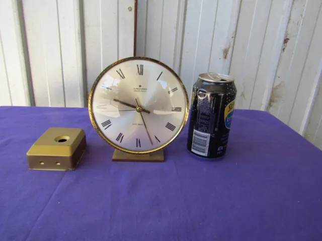 Brass Clock Junghans Round Electronic Ato-Mat S Quartz Table / Mantel Vintage