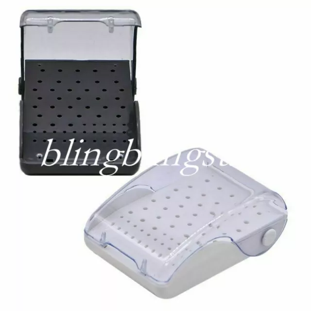 Dental Plastic Box Drill Disinfection Holder Stand Bur Case 60 Holes Black/White