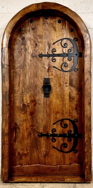 Rustic solid alder arched door IN STOCK 46 X 90 8"jamb 2" RIGHT hand swing