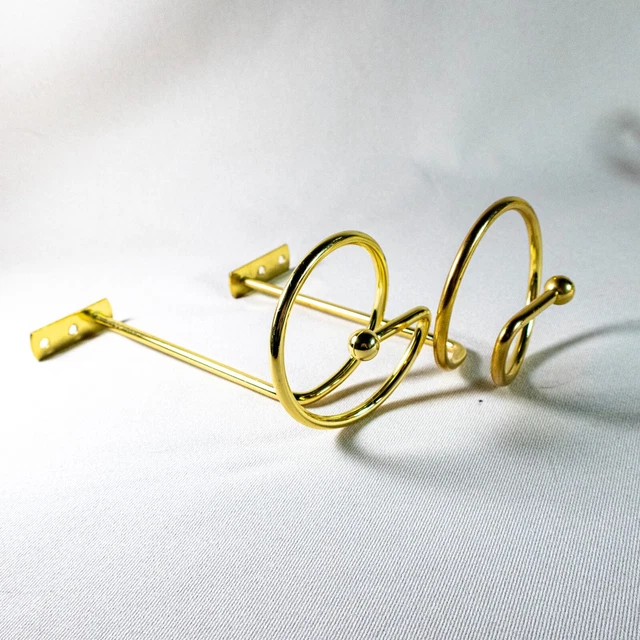Vintage Spiral Brass Gold Tone Metal Curtain Tie Backs Drapery Hooks Set of 2 12