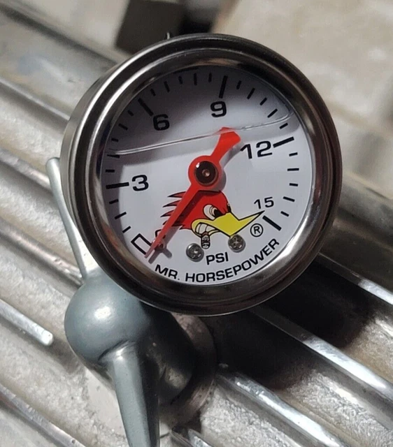 Clay Smith Direct fit 15lb PRESSURE GAUGE Liquid Filled MR HORSEPOWER Hot Rod