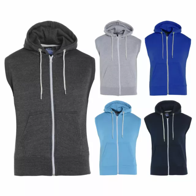 Men's  Sleeveless Hooded Hoodie Casual Zipper Sweatshirt Gilet Top