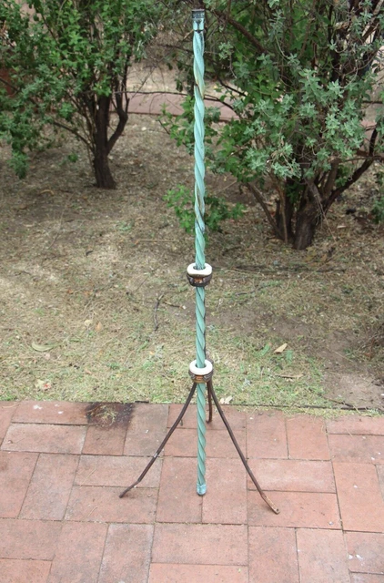 Antique LIGHTNING ROD & TRIPOD STAND Twisted Copper & Iron Stand Marked RHCO