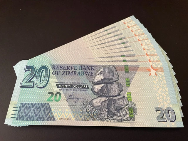 Zimbabwe  10 x 20 Dollars 2020 - P104 -  Lot 10 PCS UNC