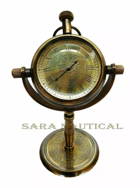 Vintage Maritim Antik Messing Schreibtisch Uhr Nautisch Taschenuhr