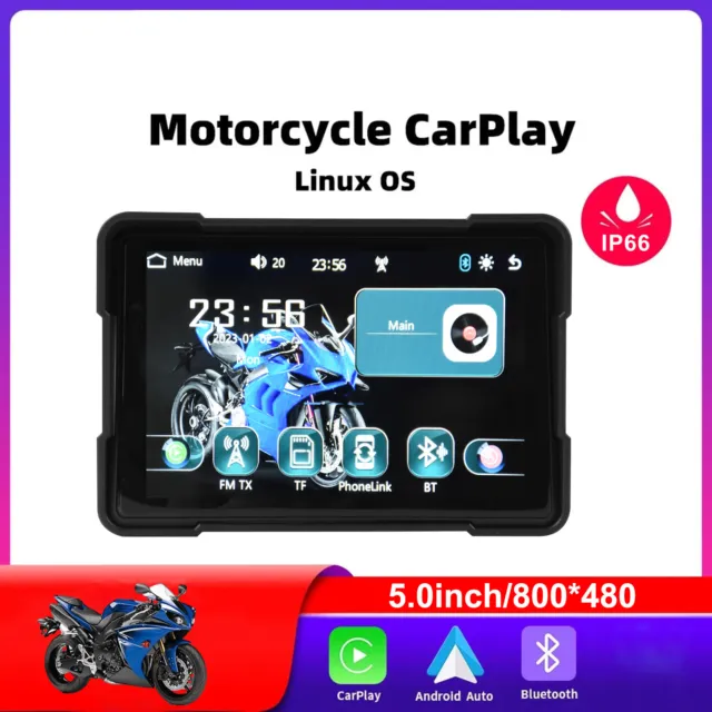 5" Touch Screen Motorcycle Wireless CarPlay Android Auto Navigator Waterproof