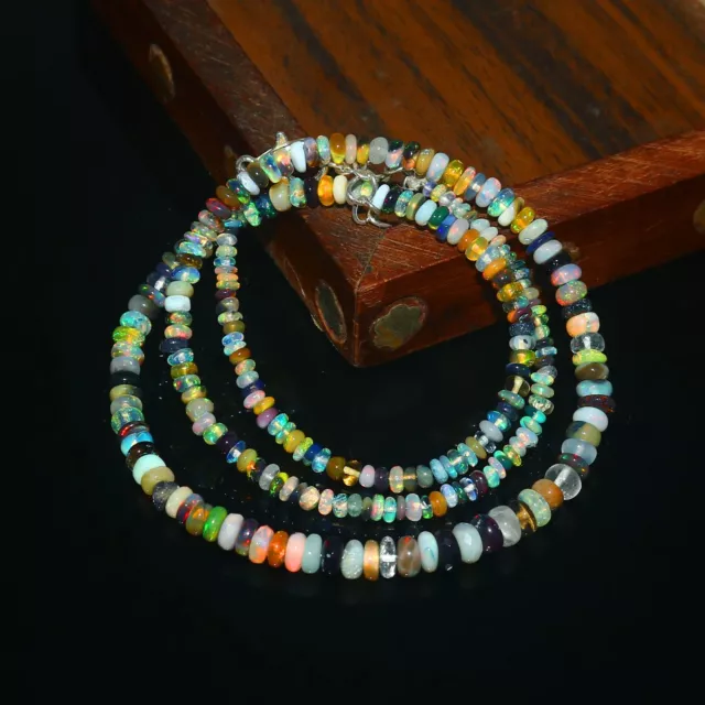 Top Qualität Feuer Opal Natürlicher Edelstein Perlen 40.6cm Strand Kette Schmuck